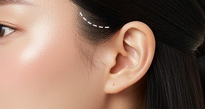 Tiny incision inside the hairline