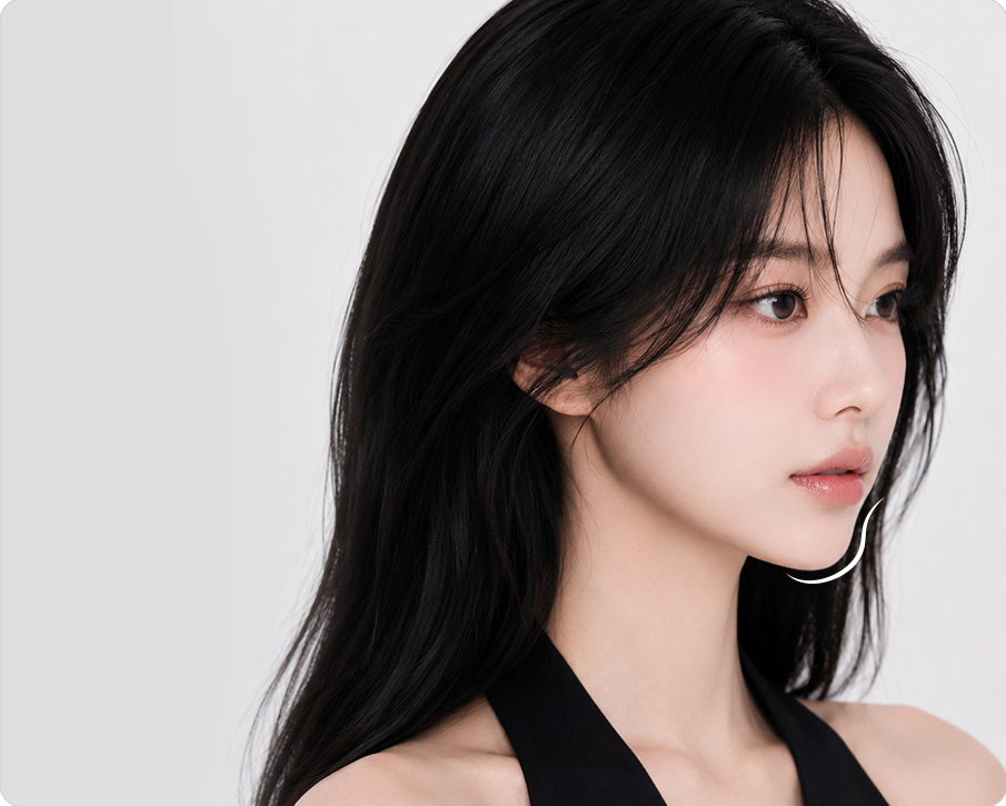 Natural side-profile S-line (S-curve from the lower lip to the chin shown)